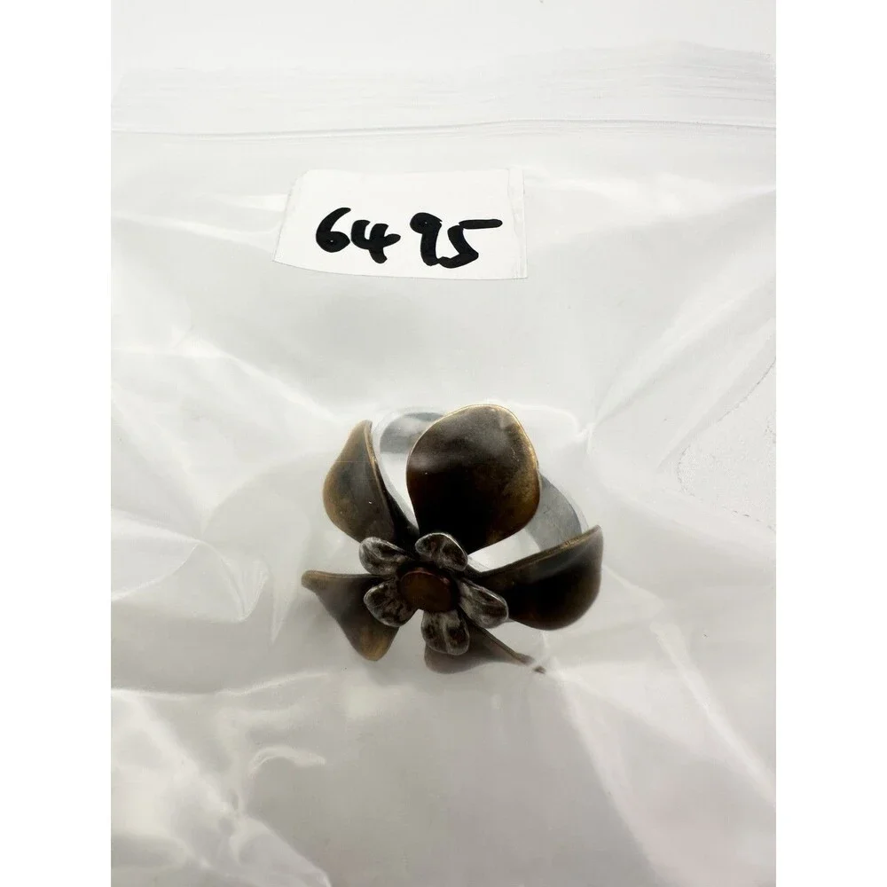 Mixed Metal Flower Statement Ring Size 9